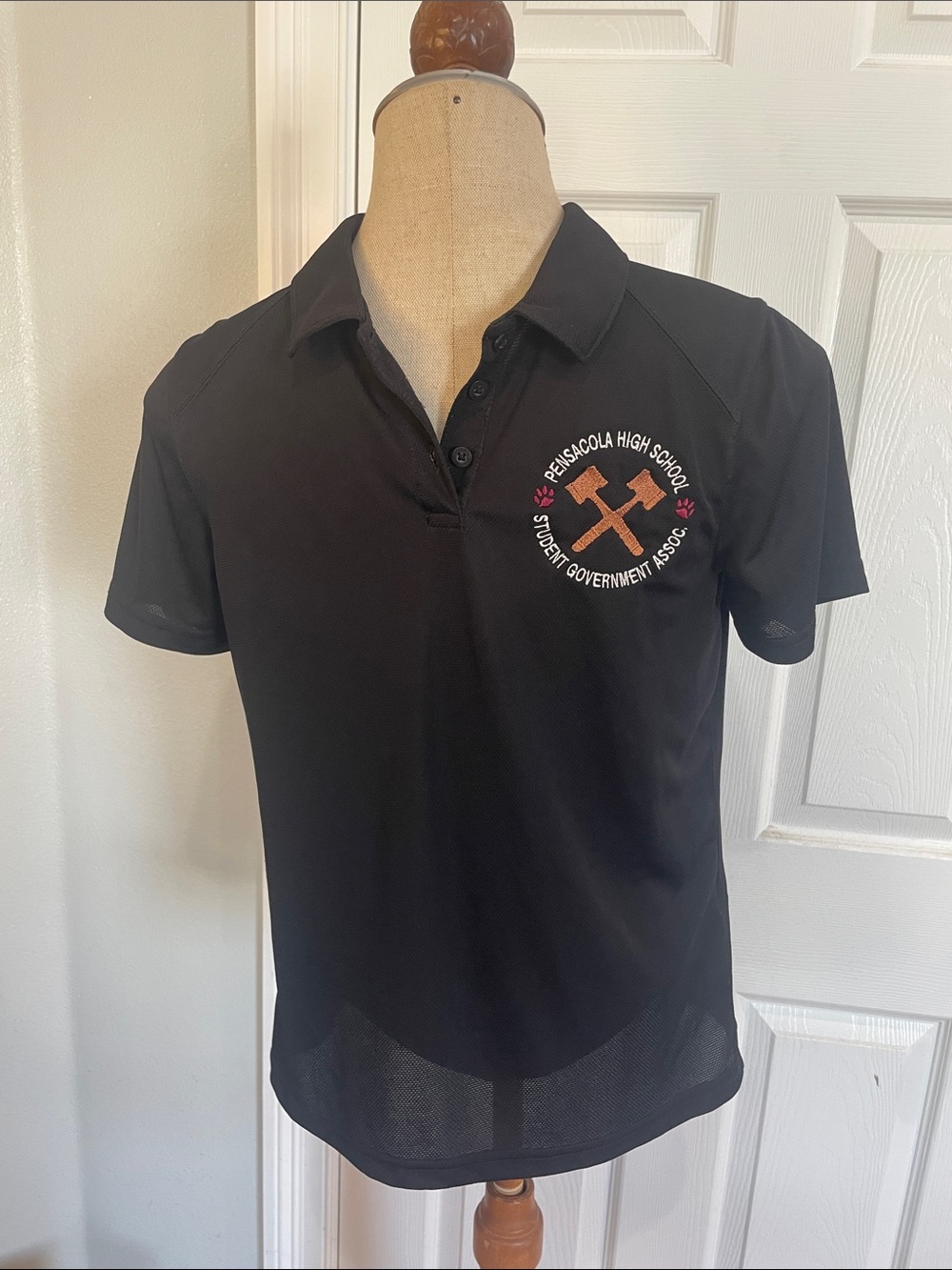 Augusta sportswear short sleeve performance Black Polo Shirt moisture wicking S